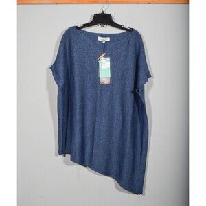 NWT Andean Brand Alpaca Blend Peruvian Blue Asymmetrical Poncho Sweater Sz M